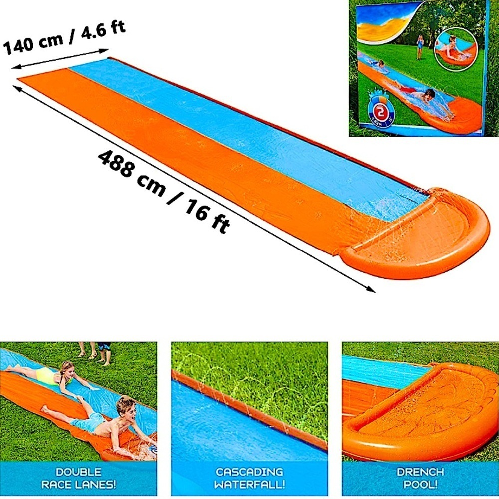 H2O Go Water Lawn Slides Sprinkler Kids Adults Garden Backyard Double Racer. - Picture 4 of 5